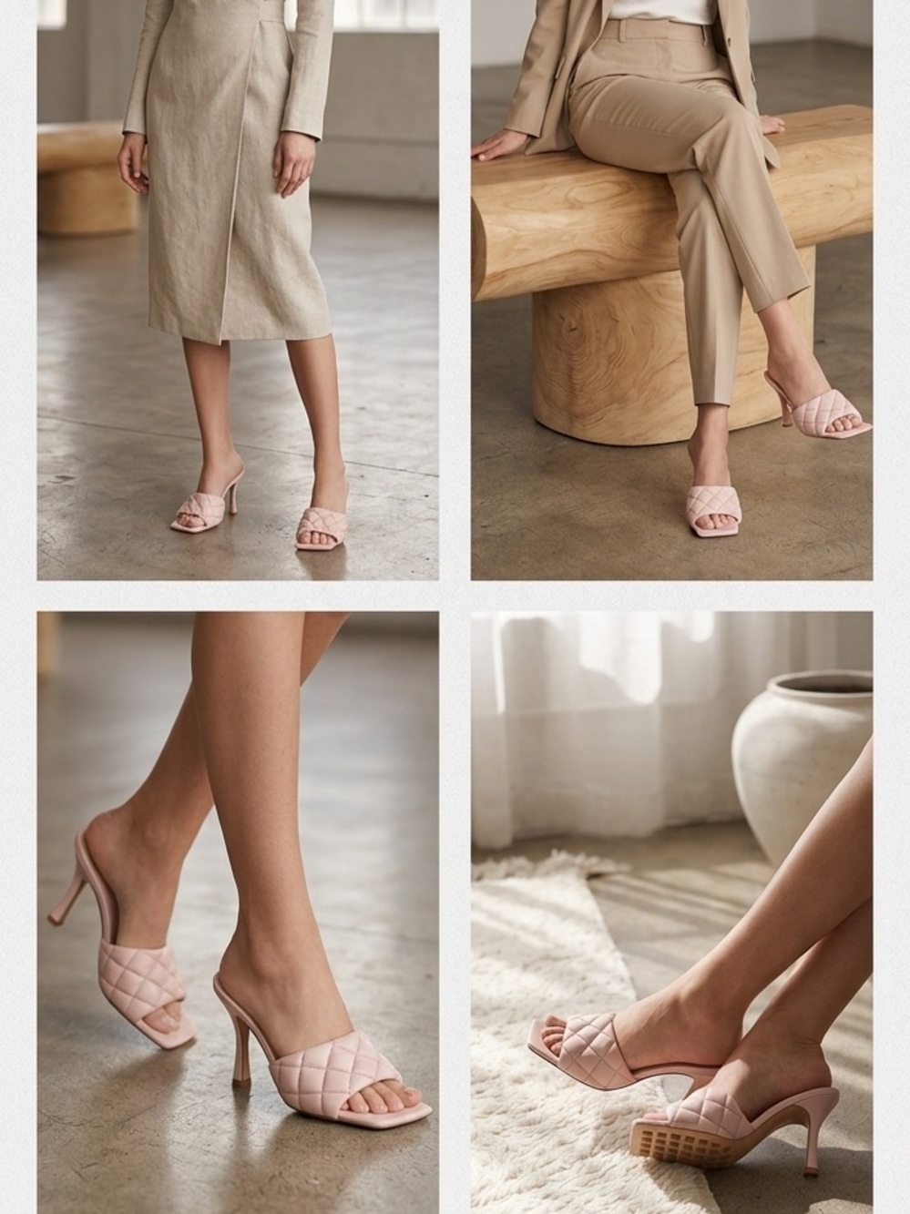 Bottega Veneta Blush Quilted Slide Sandals